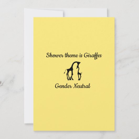 Yellow Polka Giraffe Baby shower uitnodiging (Achterkant)