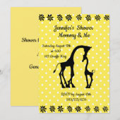 Yellow Polka Giraffe Baby shower uitnodiging (Voorkant / Achterkant)