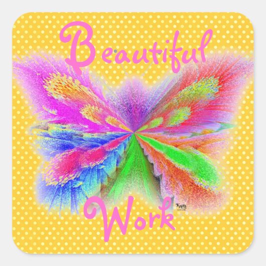 Yellow Polkadot Butterfly Vierkante Sticker (Voorkant)