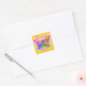 Yellow Polkadot Butterfly Vierkante Sticker (Envelop)