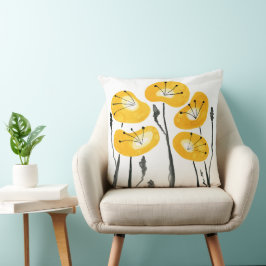 Yellow Poppies Abstracte bloemen minimalistisch Kussen