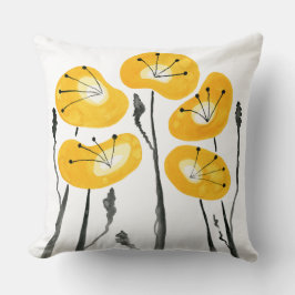 Yellow Poppies Abstracte bloemen minimalistisch Kussen