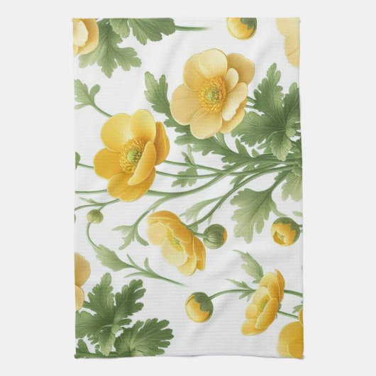 Yellow Poppies kitchen towel Theedoek (Verticaal)