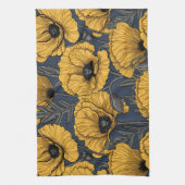 Yellow poppies on navy theedoek (Verticaal)