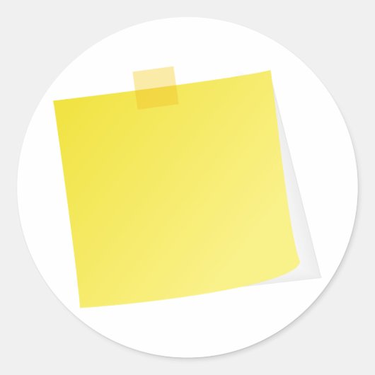 Yellow Post IT Note-Stickers Ronde Sticker (Voorkant)