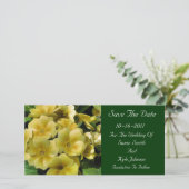Yellow Primrose Flower Wedding Save the Date (Staand voorkant)