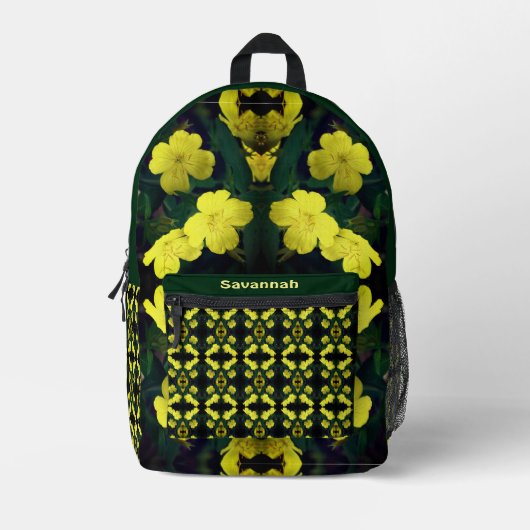 Yellow Primrose Flowers Abstract gepersonaliseerd Bedrukte Rugzak (Voorkant)