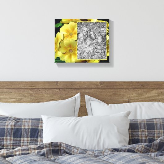 Yellow Primrose Flowers Creëer Uw eigen foto Canvas Afdruk (Insitu (Slaapkamer))