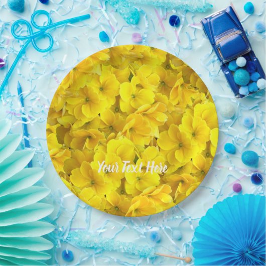 Yellow Primrose Flowers Pattern Papieren Bordje (Feest)