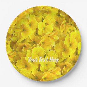 Yellow Primrose Flowers Pattern Papieren Bordje