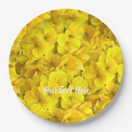 Yellow Primrose Flowers Pattern Papieren Bordje (Voorkant)