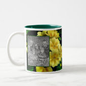 Yellow Primrose Flowers Uw foto toevoegen Tweekleurige Koffiemok (Links)