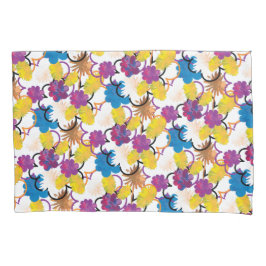 Yellow Purple Blue Tropical Exotic Abstract Floral Kussensloop