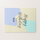 Yellow purple green happy birthday abstract pastel legpuzzel (Horizontaal)