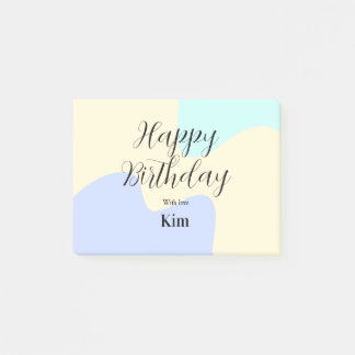 Yellow purple green happy birthday abstract pastel post-it® notes