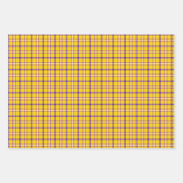 Yellow Purple White Plaid Classic Inpakpapier Vel