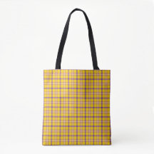 Yellow Purple White Plaid Classic Tote Bag