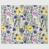 Yellow Purple Wildflower Floral Garden Pattern Cadeaupapier (Vlak)