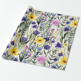Yellow Purple Wildflower Floral Garden Pattern Cadeaupapier