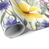 Yellow Purple Wildflower Floral Garden Pattern Cadeaupapier (Rol Hoek)