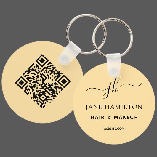 Yellow QR Code Promotional Business Sleutelhanger