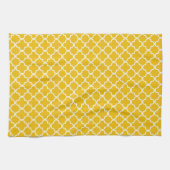 Yellow Quatrefoil Clover Patroon Theedoek (Horizontaal)