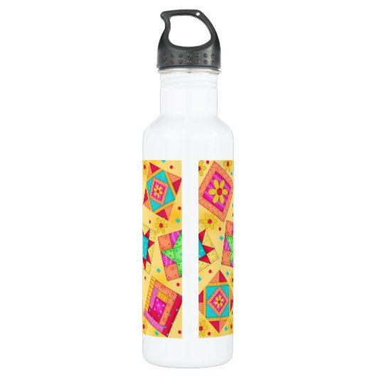 Yellow Quilt Art Waterfles (Achterkant)