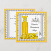 Yellow Quinceanera 15th Tiara Birthday Party Kaart (Voorkant / Achterkant)