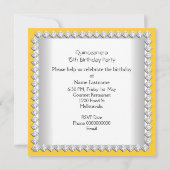 Yellow Quinceanera 15th Tiara Birthday Party Kaart (Achterkant)