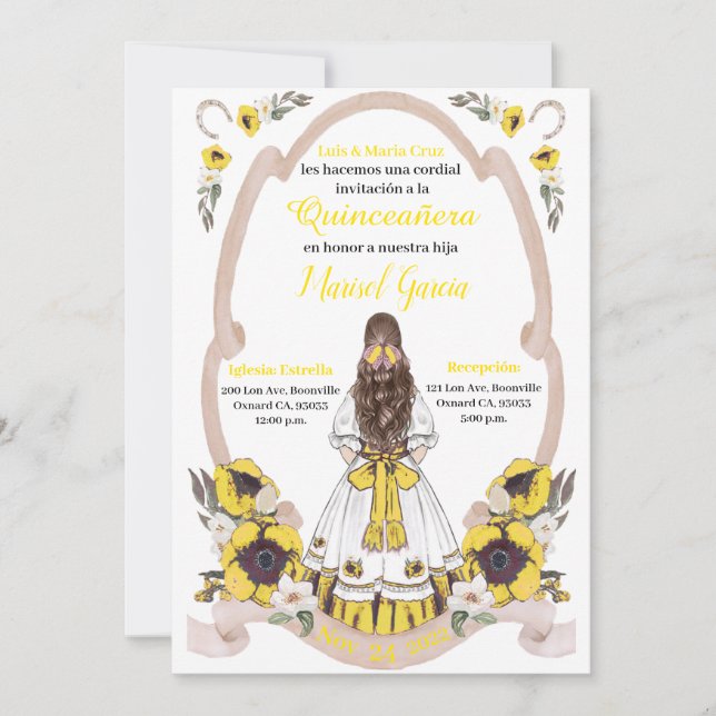 Yellow  Quinceanera Charra, Rancho Charro Western (Voorkant)