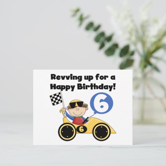 Yellow Race Auto 6e Verjaardag Tshirts en geschenk Briefkaart (Staand voorkant)