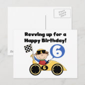 Yellow Race Auto 6e Verjaardag Tshirts en geschenk Briefkaart (Voorkant / Achterkant)