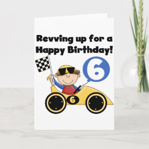 Yellow Race Auto 6e Verjaardag Tshirts en geschenk Kaart