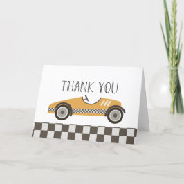 Yellow Race auto Baby shower Bedankkaart
