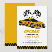 Yellow Race Auto Two Fast Boys 2e verjaardag Kaart (Voorkant / Achterkant)