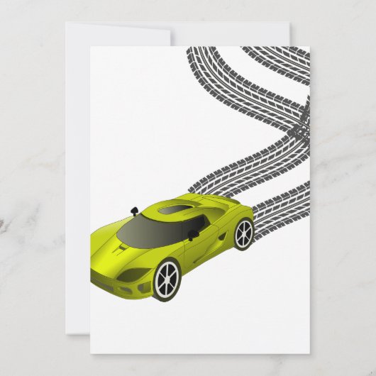 Yellow Race Car | Aangepaste uitnodiging voor kind (Achterkant)