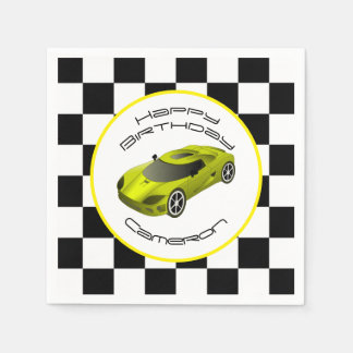 Yellow Race Car | Douane-Birthday Party Napkins Servet
