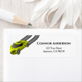 Yellow Race Car | Etiket Kinder aangepast retourad (Insitu)