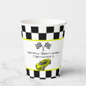 Yellow Race Car | Kinderen van Birthday Papieren Bekers (Achterkant)