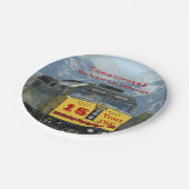 Yellow Railroad Train Engine, 15e verjaardag, naam Papieren Bordje (Gekanteld)