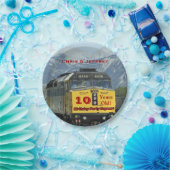 Yellow Railroad Train Engine Twins Birthday, Namen Papieren Bordje (Feest)