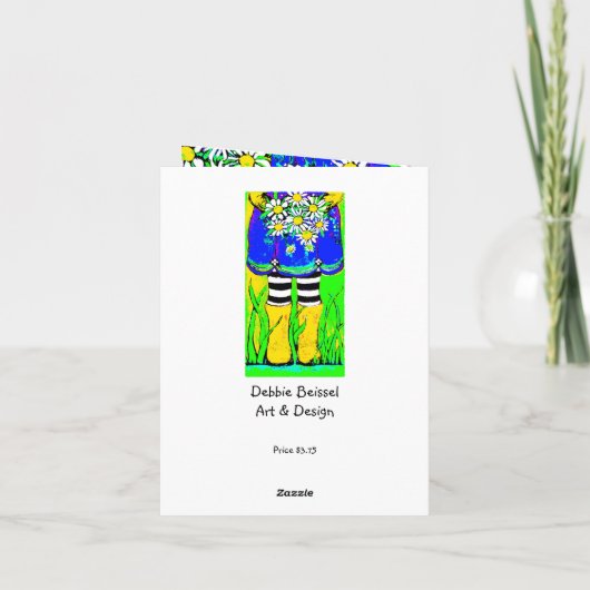 Yellow Rain Boots Daisies Springtime Kaart (Achterkant)