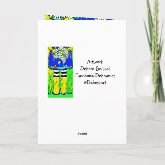 Yellow Rain Boots Daisies Springtime Kaart (Achterkant)