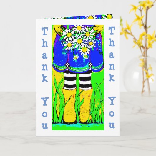 Yellow Rain Boots Daisies Springtime Kaart (Gele Bloem)