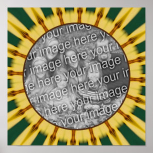 Yellow Rays Abstract Lijst Creëer Uw eigen foto Poster