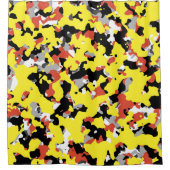 Yellow Red Black Camouflage Camouflage Patroon Douchegordijn (Voorkant)