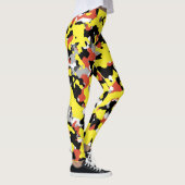 Yellow Red Black Camouflage Camouflage Patroon Leggings (Rechts)