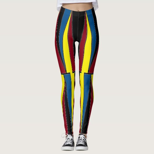 Yellow Red Blue Triangles Leggings (Voorkant)