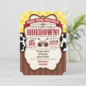 Yellow Red Brown Hoedown Party Invitation Kaart (Staand voorkant)