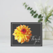 Yellow Red Dahlia met grijze achtergrond bedankt Briefkaart (Staand voorkant)
